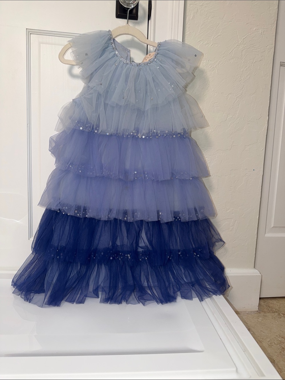 Tutu Du Monde Ombre Tiered Tulle Dress in Light to Dark Blue